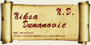 Nikša Dumanović vizit kartica
